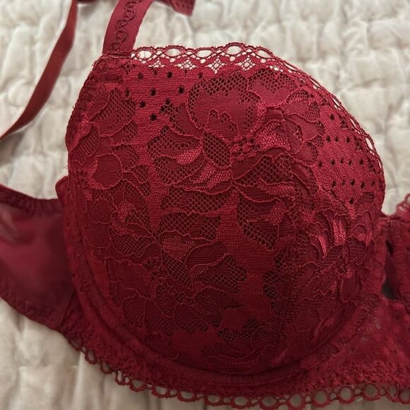 MAISON LEJABY UNDERWIRE RED BRA NEW Elegant Red Lace 34C - Picture 8 of 9
